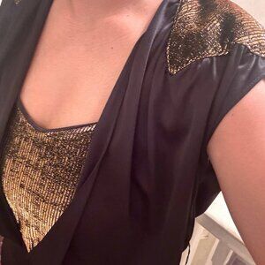 Black and Bronze Metallic Jumpsuit